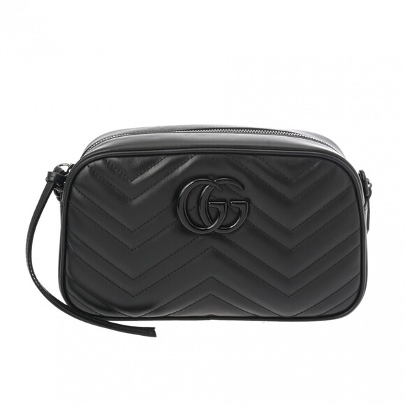 Gucci GG Marmont Quilted Shoulder Bag All Black Leather - Picture 1 of 9